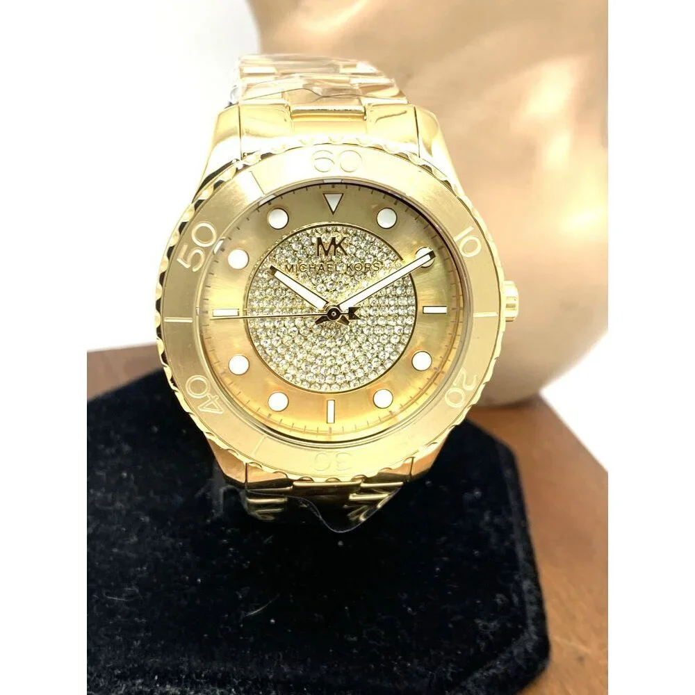 Michael Kors Women's Watch MK6911 Runway Quartz Crystals Gold Tone Steel 40mm